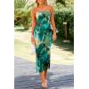 imagePRETTYGARDEN Womens Summer Maxi Bodycon Dresses Strapless Tube Top Slit Floral Printed Party Club Long DressPrint Green