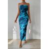 imagePRETTYGARDEN Womens Summer Maxi Bodycon Dresses Strapless Tube Top Slit Floral Printed Party Club Long DressPrint Lake Blue