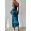 imagePRETTYGARDEN Womens Summer Maxi Bodycon Dresses Strapless Tube Top Slit Floral Printed Party Club Long DressPrint Lake Blue