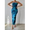 imagePRETTYGARDEN Womens Summer Maxi Bodycon Dresses Strapless Tube Top Slit Floral Printed Party Club Long DressPrint Lake Blue