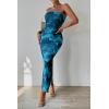 imagePRETTYGARDEN Womens Summer Maxi Bodycon Dresses Strapless Tube Top Slit Floral Printed Party Club Long DressPrint Lake Blue