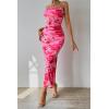 imagePRETTYGARDEN Womens Summer Maxi Bodycon Dresses Strapless Tube Top Slit Floral Printed Party Club Long DressPrint Pink