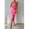 imagePRETTYGARDEN Womens Summer Maxi Bodycon Dresses Strapless Tube Top Slit Floral Printed Party Club Long DressPrint Pink