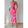 imagePRETTYGARDEN Womens Summer Maxi Bodycon Dresses Strapless Tube Top Slit Floral Printed Party Club Long DressPrint Pink