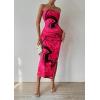 imagePRETTYGARDEN Womens Summer Maxi Bodycon Dresses Strapless Tube Top Slit Floral Printed Party Club Long DressPrint Rose Red