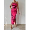 imagePRETTYGARDEN Womens Summer Maxi Bodycon Dresses Strapless Tube Top Slit Floral Printed Party Club Long DressPrint Rose Red