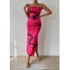 imagePRETTYGARDEN Womens Summer Maxi Bodycon Dresses Strapless Tube Top Slit Floral Printed Party Club Long DressPrint Rose Red