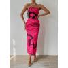 imagePRETTYGARDEN Womens Summer Maxi Bodycon Dresses Strapless Tube Top Slit Floral Printed Party Club Long DressPrint Rose Red