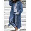 imagePRETTYGARDEN Womens Winter Coats 2025 Trendy Long Sleeve Notch Lapel Button Long Jackets Casual Oversized Vacation OutfitsGrey Blue