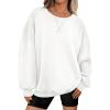 imagePRETTYGARDEN Oversized Sweatshirt for Women Fall Outfits 2025 Crewneck Long Sleeve Tops Fleece Pullover Winter ClothingWhite