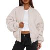imagePRETTYGARDEN Womens Quilted Bomber Jacket Fall Fashion 2025 Lightweight Cropped Zip up Outerwear Winter Puffer Coats PocketsBeige