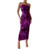 imagePRETTYGARDEN Womens Summer Maxi Bodycon Dresses Strapless Tube Top Slit Floral Printed Party Club Long DressFloral Purple
