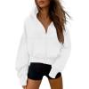 imagePRETTYGARDEN Womens Zip Up Y2K Hoodies 2025 Fall Fashion Long Sleeve Hooded Fleece Sweatshirts Casual Jacket Winter ClothesWhite