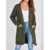 imagePRETTYGARDEN Long Sleeve Cable Knit Long Cardigan for Women 2025 Fall Winter Chunky Open Front Button Sweaters with PocketsArmy Green