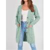 imagePRETTYGARDEN Long Sleeve Cable Knit Long Cardigan for Women 2025 Fall Winter Chunky Open Front Button Sweaters with PocketsBean Green
