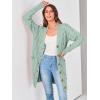 imagePRETTYGARDEN Long Sleeve Cable Knit Long Cardigan for Women 2025 Fall Winter Chunky Open Front Button Sweaters with PocketsBean Green