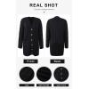 imagePRETTYGARDEN Long Sleeve Cable Knit Long Cardigan for Women 2025 Fall Winter Chunky Open Front Button Sweaters with PocketsBlack