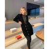 imagePRETTYGARDEN Long Sleeve Cable Knit Long Cardigan for Women 2025 Fall Winter Chunky Open Front Button Sweaters with PocketsBlack