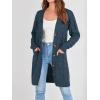 imagePRETTYGARDEN Long Sleeve Cable Knit Long Cardigan for Women 2025 Fall Winter Chunky Open Front Button Sweaters with PocketsBlue