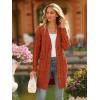 imagePRETTYGARDEN Long Sleeve Cable Knit Long Cardigan for Women 2025 Fall Winter Chunky Open Front Button Sweaters with PocketsCaramel