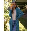 imagePRETTYGARDEN Long Sleeve Cable Knit Long Cardigan for Women 2025 Fall Winter Chunky Open Front Button Sweaters with PocketsCyan