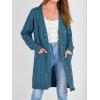 imagePRETTYGARDEN Long Sleeve Cable Knit Long Cardigan for Women 2025 Fall Winter Chunky Open Front Button Sweaters with PocketsCyan