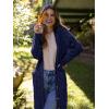 imagePRETTYGARDEN Long Sleeve Cable Knit Long Cardigan for Women 2025 Fall Winter Chunky Open Front Button Sweaters with PocketsDark Blue