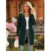 imagePRETTYGARDEN Long Sleeve Cable Knit Long Cardigan for Women 2025 Fall Winter Chunky Open Front Button Sweaters with PocketsDark Green