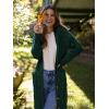 imagePRETTYGARDEN Long Sleeve Cable Knit Long Cardigan for Women 2025 Fall Winter Chunky Open Front Button Sweaters with PocketsDark Green