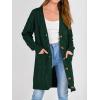 imagePRETTYGARDEN Long Sleeve Cable Knit Long Cardigan for Women 2025 Fall Winter Chunky Open Front Button Sweaters with PocketsDark Green
