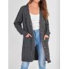imagePRETTYGARDEN Long Sleeve Cable Knit Long Cardigan for Women 2025 Fall Winter Chunky Open Front Button Sweaters with PocketsDark Grey