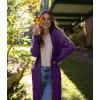 imagePRETTYGARDEN Long Sleeve Cable Knit Long Cardigan for Women 2025 Fall Winter Chunky Open Front Button Sweaters with PocketsDeep Purple