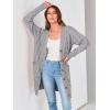 imagePRETTYGARDEN Long Sleeve Cable Knit Long Cardigan for Women 2025 Fall Winter Chunky Open Front Button Sweaters with PocketsGrey