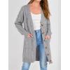imagePRETTYGARDEN Long Sleeve Cable Knit Long Cardigan for Women 2025 Fall Winter Chunky Open Front Button Sweaters with PocketsGrey