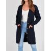 imagePRETTYGARDEN Long Sleeve Cable Knit Long Cardigan for Women 2025 Fall Winter Chunky Open Front Button Sweaters with PocketsNavy