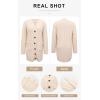 imagePRETTYGARDEN Long Sleeve Cable Knit Long Cardigan for Women 2025 Fall Winter Chunky Open Front Button Sweaters with PocketsOffwhite