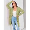 imagePRETTYGARDEN Long Sleeve Cable Knit Long Cardigan for Women 2025 Fall Winter Chunky Open Front Button Sweaters with PocketsOlive Green