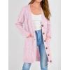 imagePRETTYGARDEN Long Sleeve Cable Knit Long Cardigan for Women 2025 Fall Winter Chunky Open Front Button Sweaters with PocketsPink