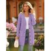 imagePRETTYGARDEN Long Sleeve Cable Knit Long Cardigan for Women 2025 Fall Winter Chunky Open Front Button Sweaters with PocketsPurple