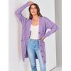 imagePRETTYGARDEN Long Sleeve Cable Knit Long Cardigan for Women 2025 Fall Winter Chunky Open Front Button Sweaters with PocketsPurple