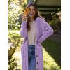 imagePRETTYGARDEN Long Sleeve Cable Knit Long Cardigan for Women 2025 Fall Winter Chunky Open Front Button Sweaters with PocketsPurple