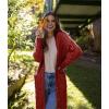 imagePRETTYGARDEN Long Sleeve Cable Knit Long Cardigan for Women 2025 Fall Winter Chunky Open Front Button Sweaters with PocketsRust Red