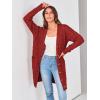 imagePRETTYGARDEN Long Sleeve Cable Knit Long Cardigan for Women 2025 Fall Winter Chunky Open Front Button Sweaters with PocketsRust Red