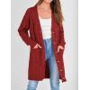 imagePRETTYGARDEN Long Sleeve Cable Knit Long Cardigan for Women 2025 Fall Winter Chunky Open Front Button Sweaters with PocketsRust Red
