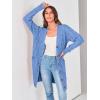 imagePRETTYGARDEN Long Sleeve Cable Knit Long Cardigan for Women 2025 Fall Winter Chunky Open Front Button Sweaters with PocketsSky Blue