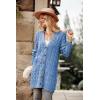 imagePRETTYGARDEN Long Sleeve Cable Knit Long Cardigan for Women 2025 Fall Winter Chunky Open Front Button Sweaters with PocketsSky Blue