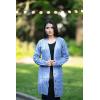 imagePRETTYGARDEN Long Sleeve Cable Knit Long Cardigan for Women 2025 Fall Winter Chunky Open Front Button Sweaters with PocketsSky Blue