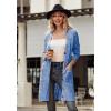 imagePRETTYGARDEN Long Sleeve Cable Knit Long Cardigan for Women 2025 Fall Winter Chunky Open Front Button Sweaters with PocketsSky Blue