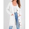imagePRETTYGARDEN Long Sleeve Cable Knit Long Cardigan for Women 2025 Fall Winter Chunky Open Front Button Sweaters with PocketsSnow White