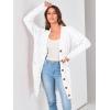 imagePRETTYGARDEN Long Sleeve Cable Knit Long Cardigan for Women 2025 Fall Winter Chunky Open Front Button Sweaters with PocketsSnow White